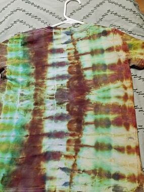 Youth Medium Short Sleeve Tee with Multi-Color Tie-Dye Print